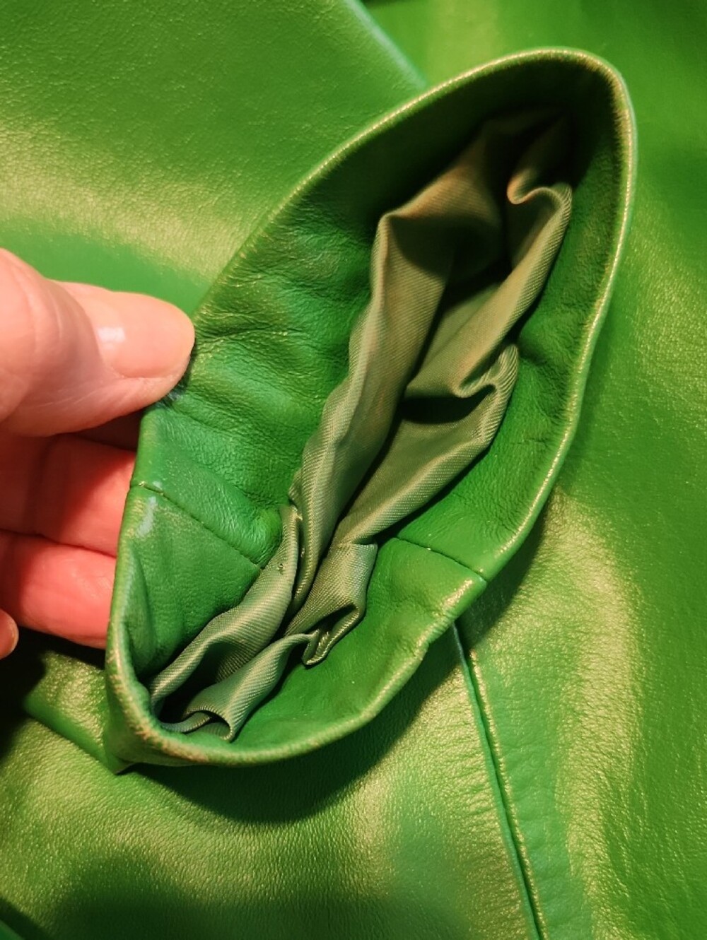 Yvonne Marie Vintage Green Lamb Leather Jacket, 8 - Picture 11 of 14